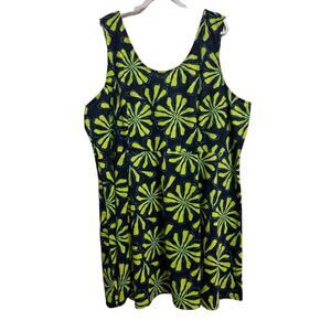 K. Jordan Mini Dress Size 4X Floral Blue Green Short Sleeve Fit Flare